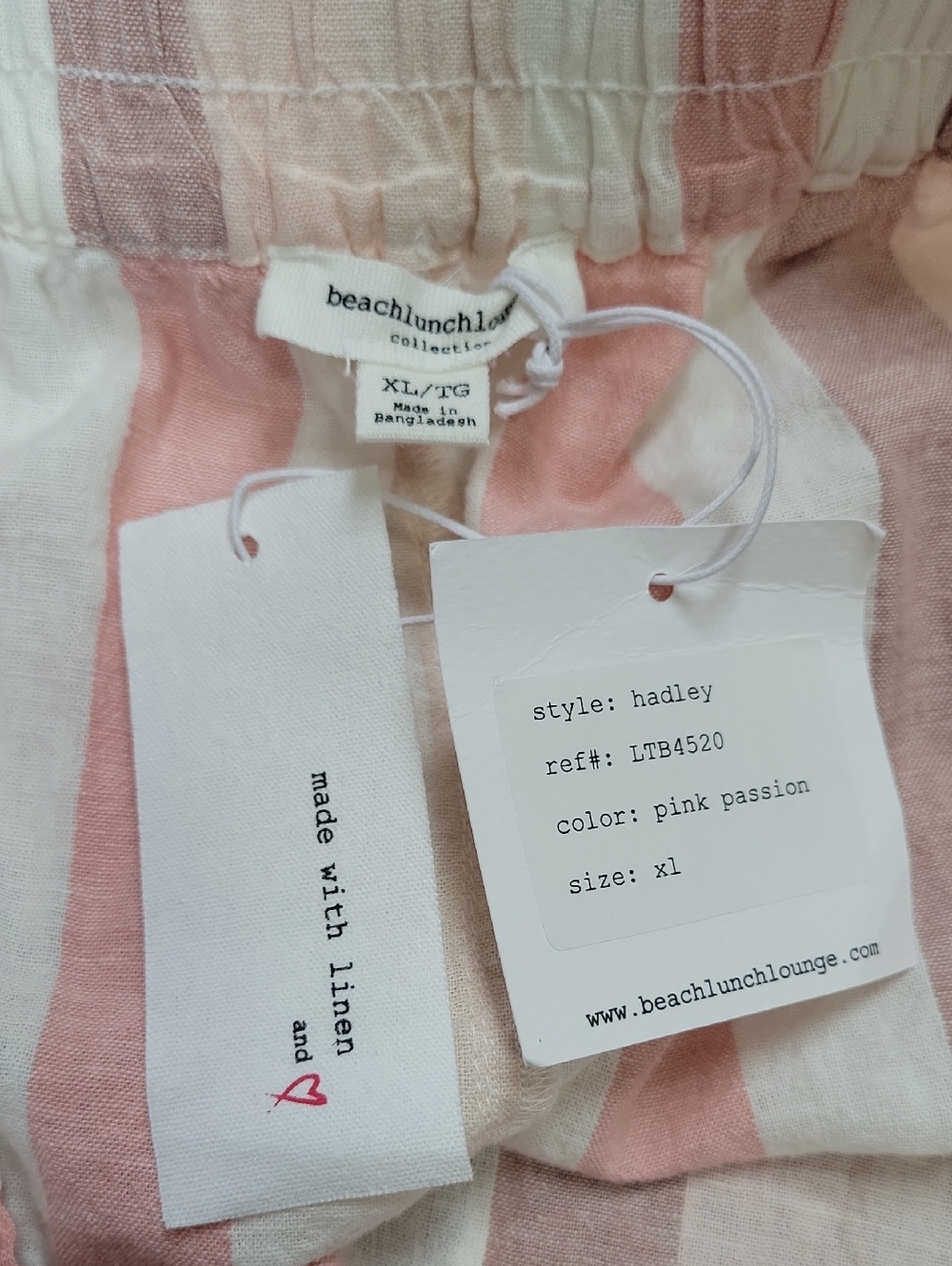 NWT- Beachlunchlounge 'Hadley' Linen/Cotton Blend Striped Shorts w/Pockets - Picture 4 of 5